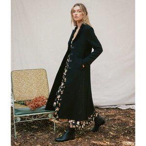 Christy Dawn Vera Coat Womens Sz S Noir Black Wool Maxi Duster Coat 70s Inspired